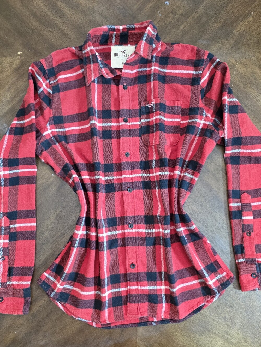 Hollister Red Plaid Button-Up Shirt - Kids